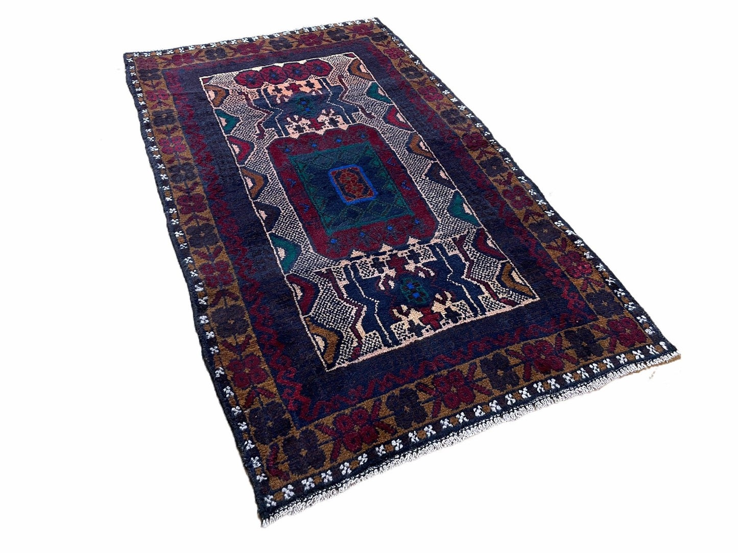 Baluchi Rug 3x5 Vintage Handmade Hand Knotted Afghan Area Rug