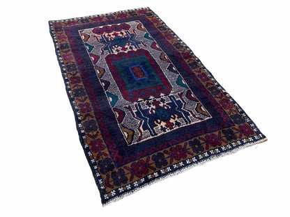 Baluchi Rug 3x5 Vintage Handmade Hand Knotted Afghan Area Rug