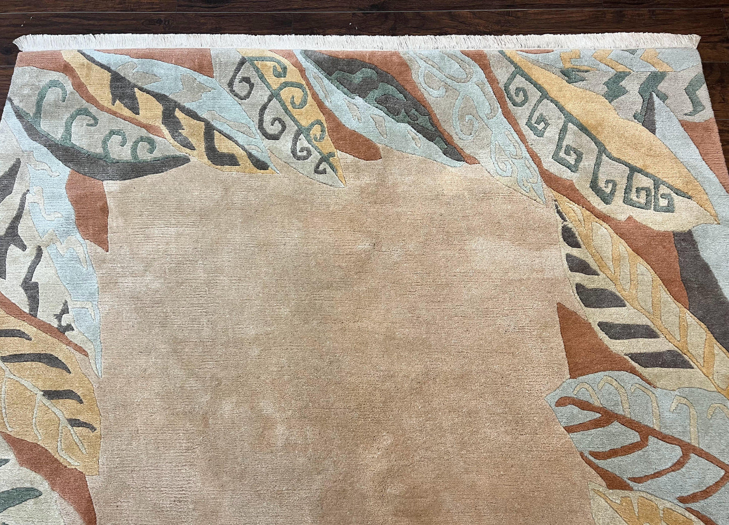 Modern Tibetan Rug 7x10 Handmade Soft Wool Open Field Tufenkian Style Carpet