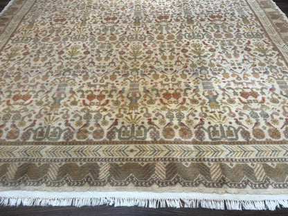 Large Spanish Portuguese Rug 9x15, Beige, Vintage, Allover Pattern, Wool