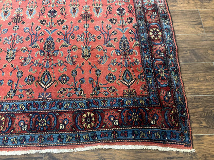 Antique Persian Tribal Rug Hand Knotted Wool Area Rug 5x6.6 Tomato Red