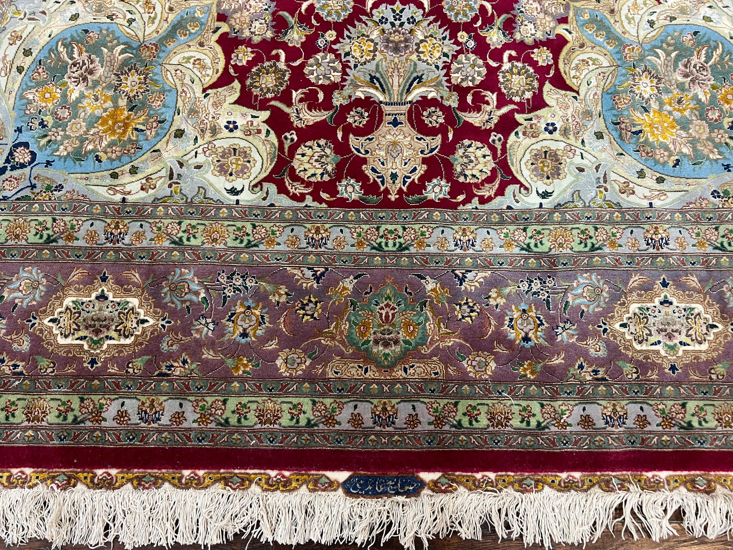 Persian Tabriz Rug 5x7 Handmade With Kork Wool Silk Foundation Ultra Fine 70 Raj KPSI Floral Medallion