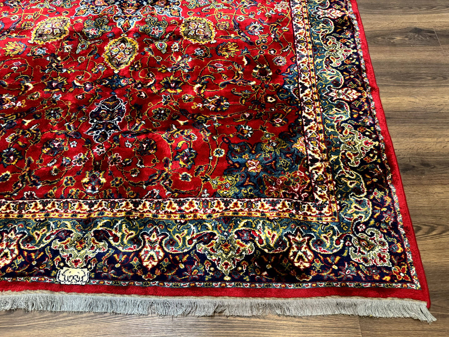 Red Persian Rug 6x9 Medallion Ardebil Design Vintage Power Loomed Carpet