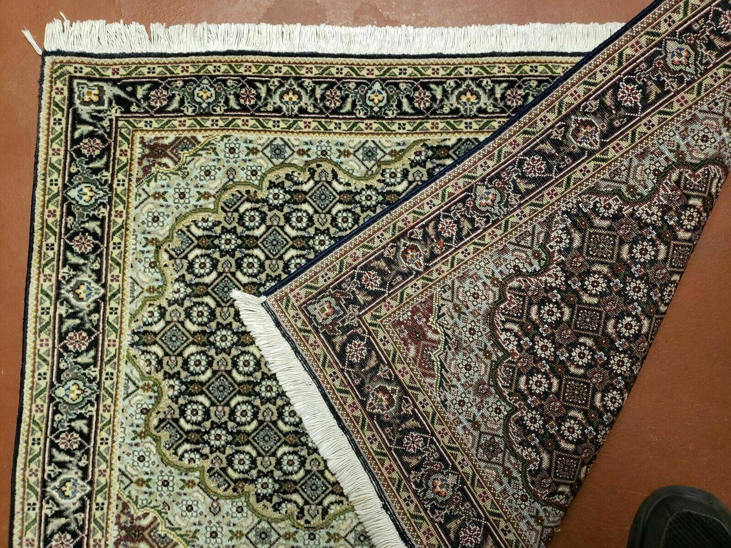 Small Persian Rug 2.4 x 3, Birds and Flowers, Finely Hand Knotted