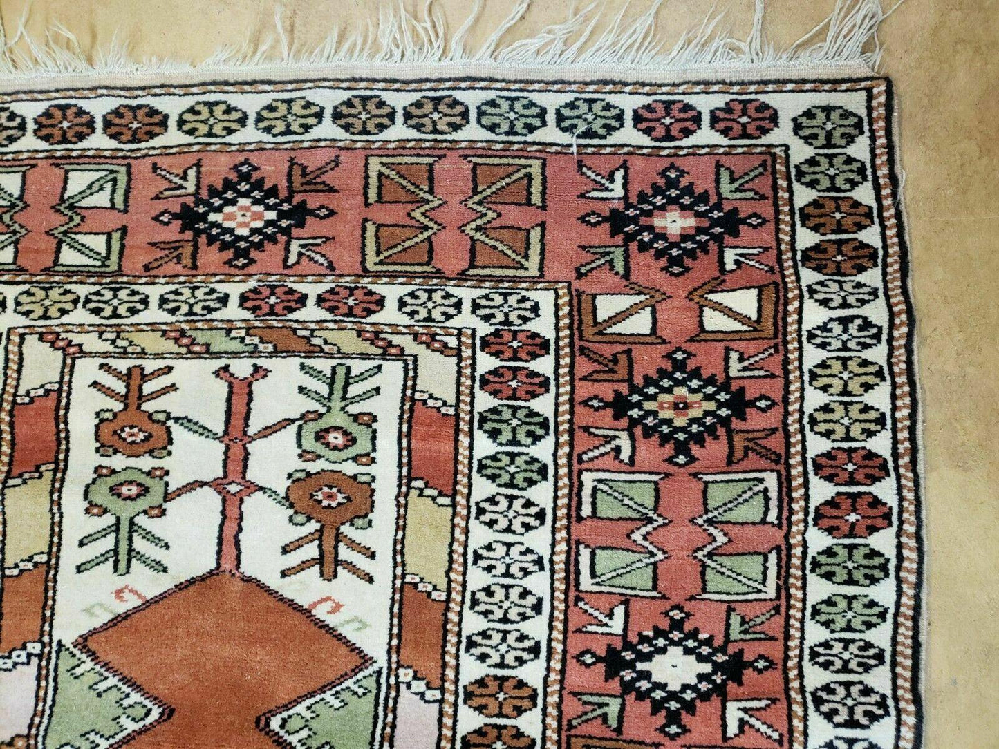 Oushak Wool Rug Antique Turkish Handmade 4x7