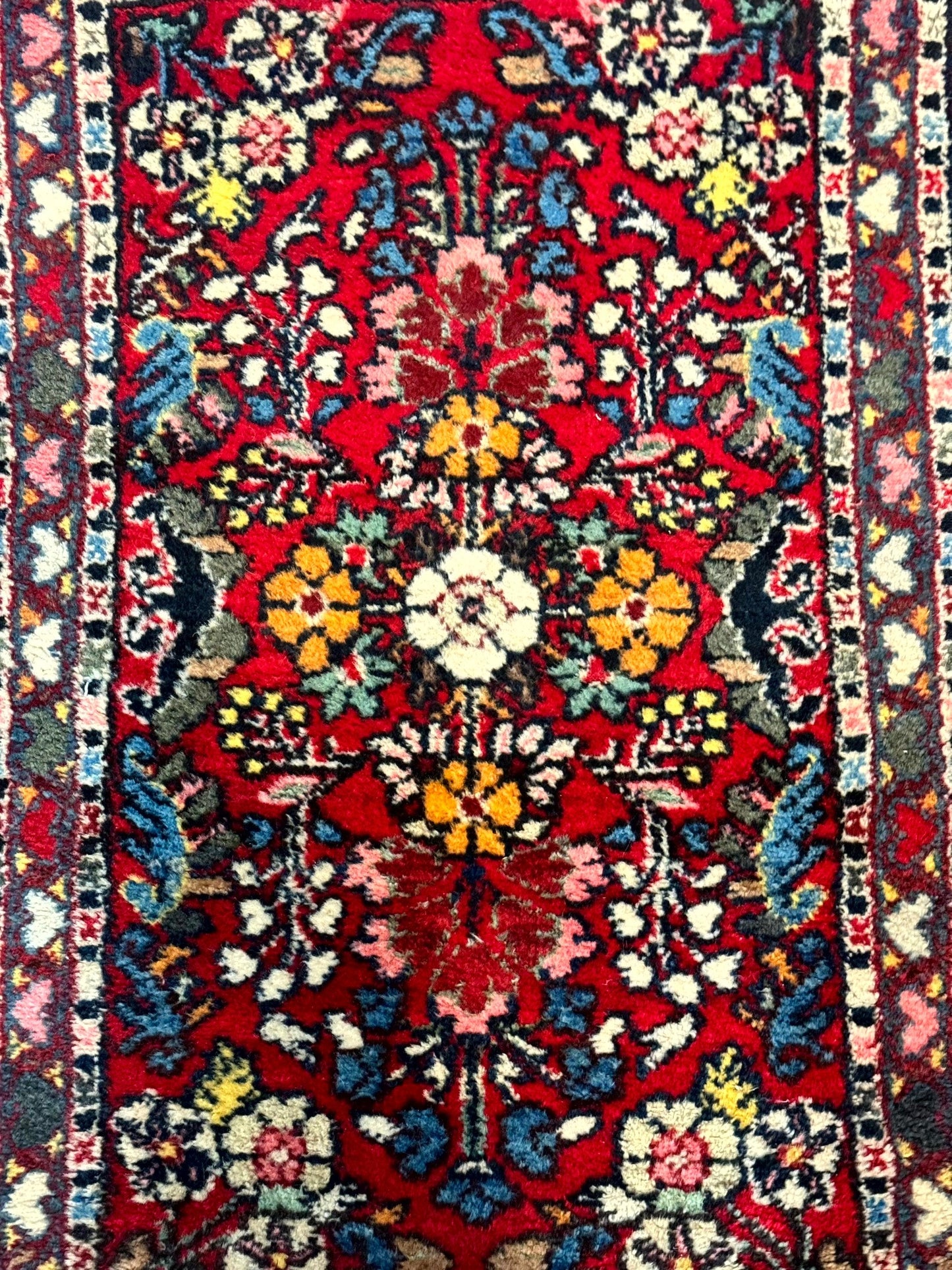 Small Persian Tribal Rug 2x3, Red Colorful Small Hamadan Carpet, Antique Persian Rug