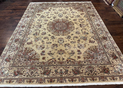 Sino Persian Rug 8x10, Wool and Silk Highlights, 290 KPSI, Floral Medallion