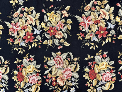 Palace Size Needlepoint Rug 12x16 Handmade Wool Floral Panel Black and Colorful