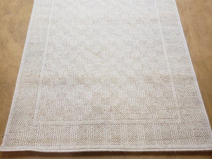 Karastan Chaumiere Rug 3x5 Creme Textured Squares II Pattern Wool Blend