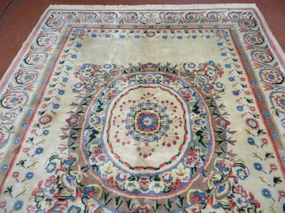 Aubusson Rug Vintage Handmade Wool 8x10