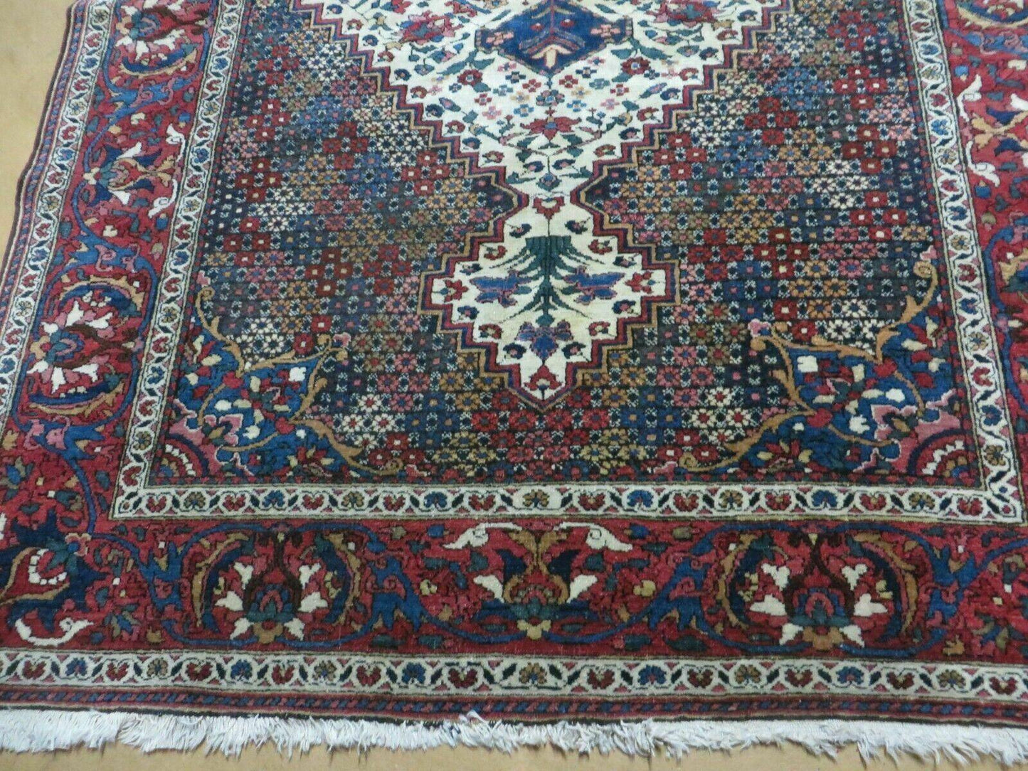 Turkish Floral Oriental Medallion Wool Rug 4x7 Vintage Handmade Vegetable Dye
