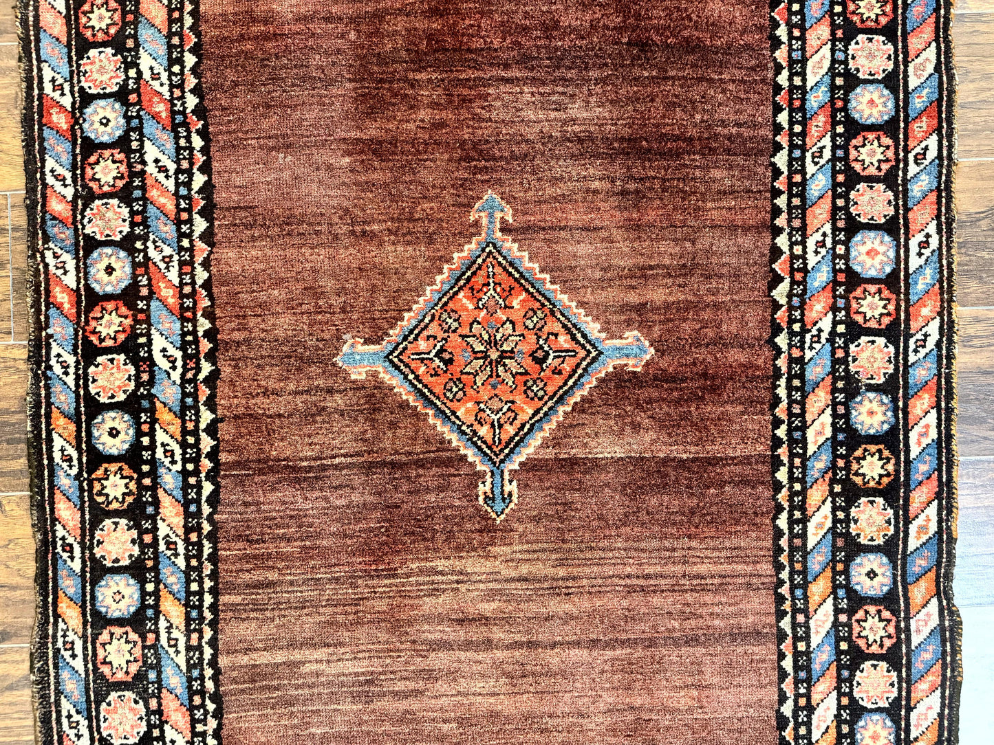 Antique Persian Rug 4x7 Handmade Sarab Tribal Wool Runner Open Field Rainbow Border