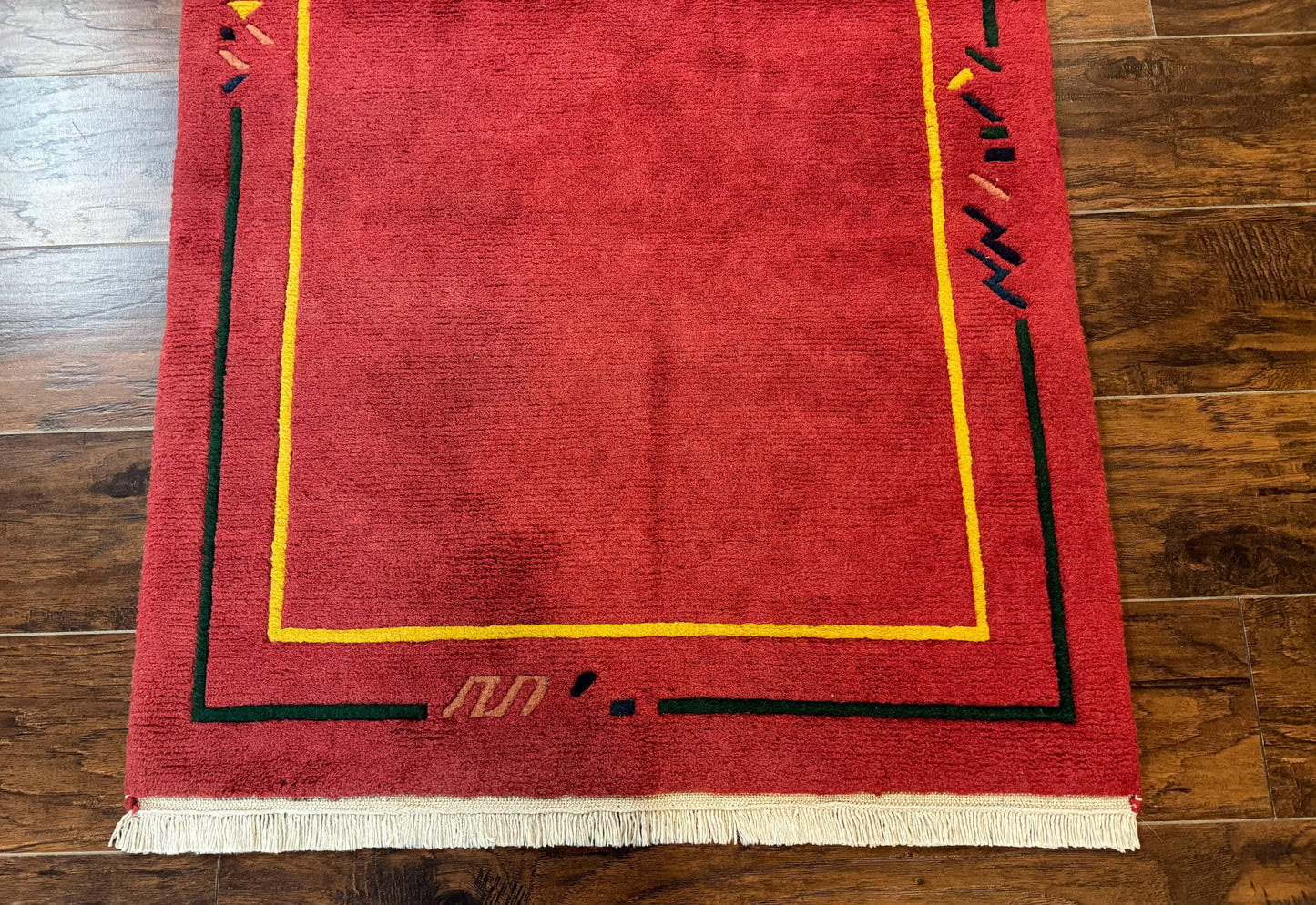 Indo Persian Gabbeh Rug 3x5 Red Handmade Wool Vintage Area Rug