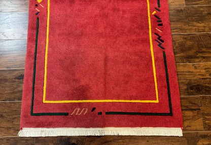 Indo Persian Gabbeh Rug 3x5 Red Handmade Wool Vintage Area Rug