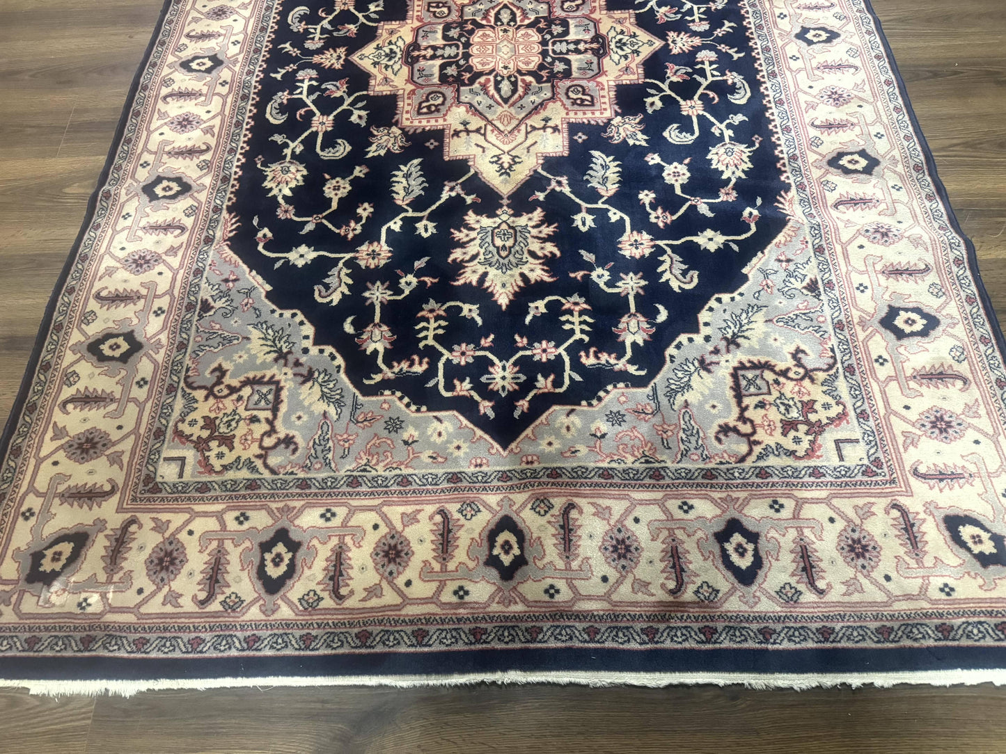 Karastan Navy Serapi Kara Shah Wool Rug Vintage Area Rug
