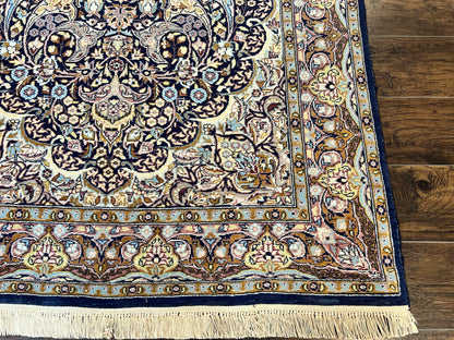 Pak Persian Rug 5x7 Navy Blue Hand Knotted Wool Floral Medallion Oriental Carpet