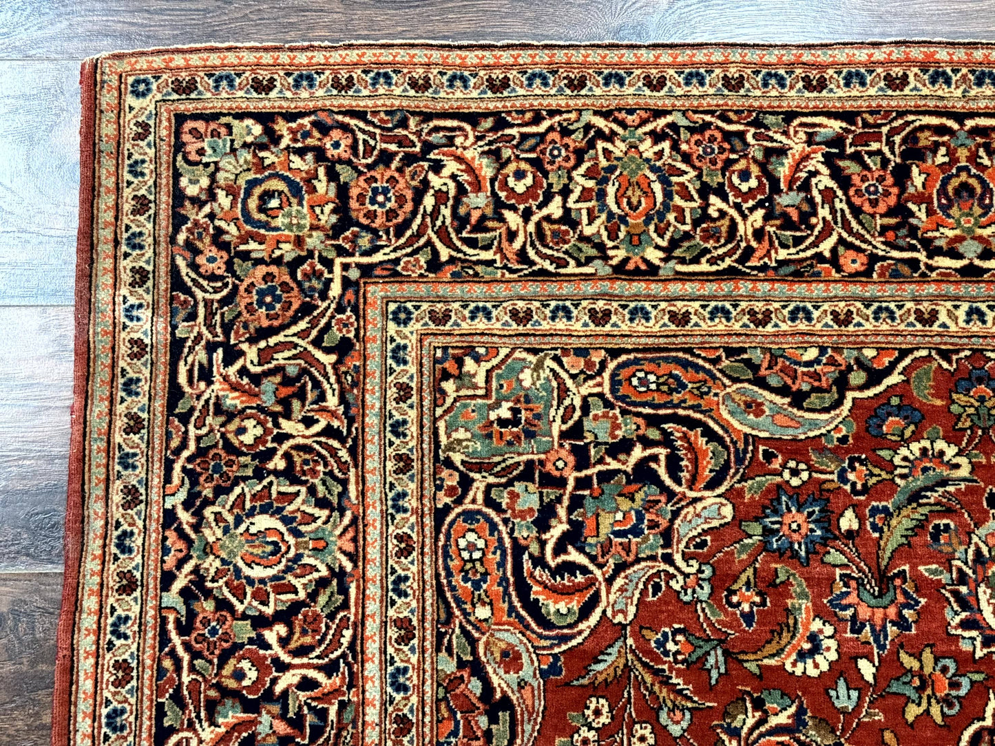 Persian Kashan Rug 4x7 Red Navy Floral Antique Carpet Elegant Medallion Design