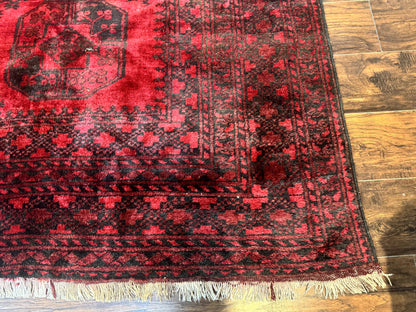 Afghan Turkoman Rug 9x10 Red Beshir Carpet Tribal Wool Antique Hand Knotted