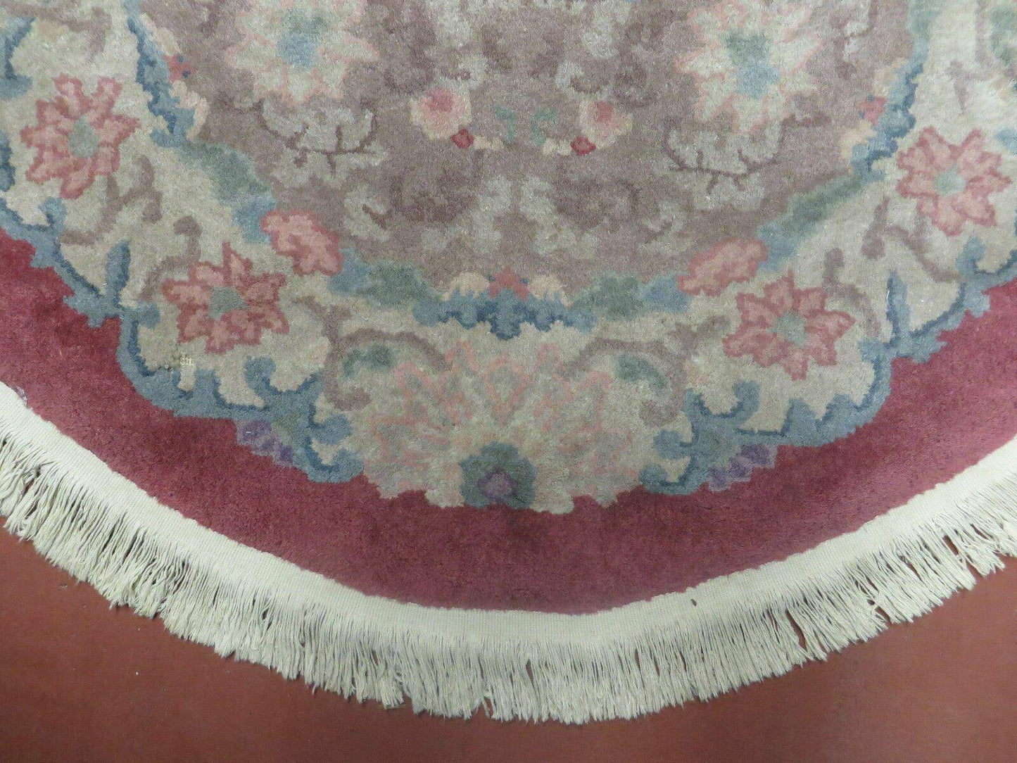 Oval Chinese Art Deco Rug 3x5 Vintage Wool Carpet Hand Knotted 1960s