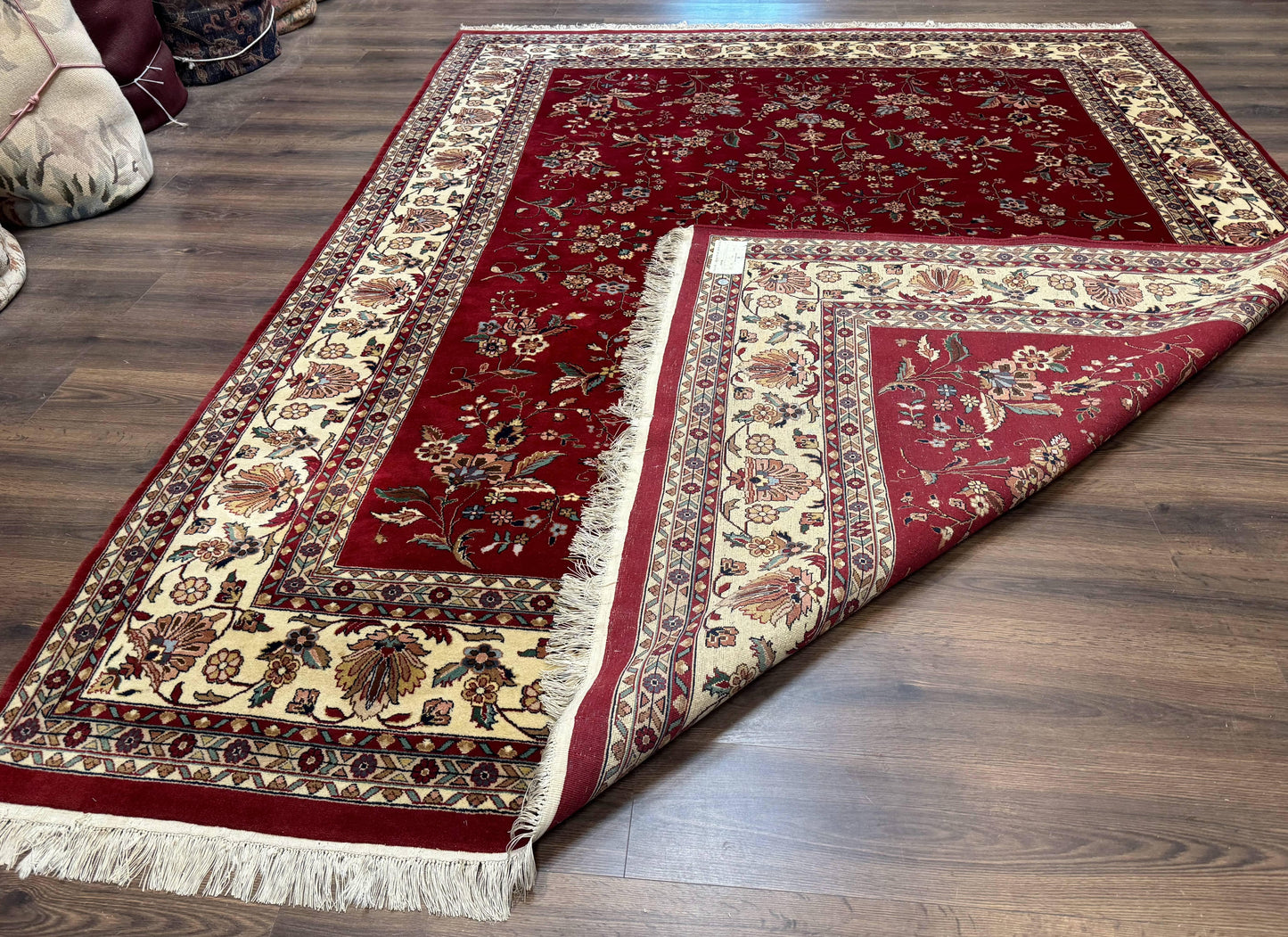 Indo Persian Rug 8x10, Red and Cream, Floral, Pande Cameron