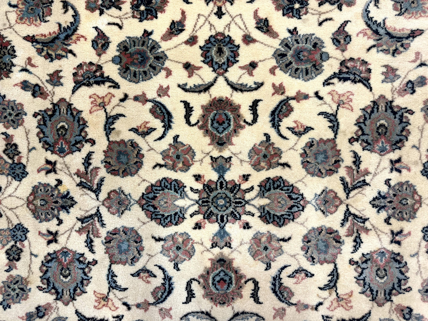 Karastan Rug Ivory Rose Kashan Wool Pile Vintage 8.8 x 12 Original 700 Series Rare