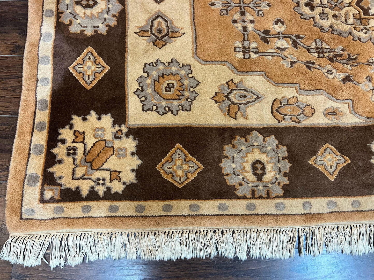 Indian Oushak Rug 8x10, Wool Hand Knotted Vintage Carpet