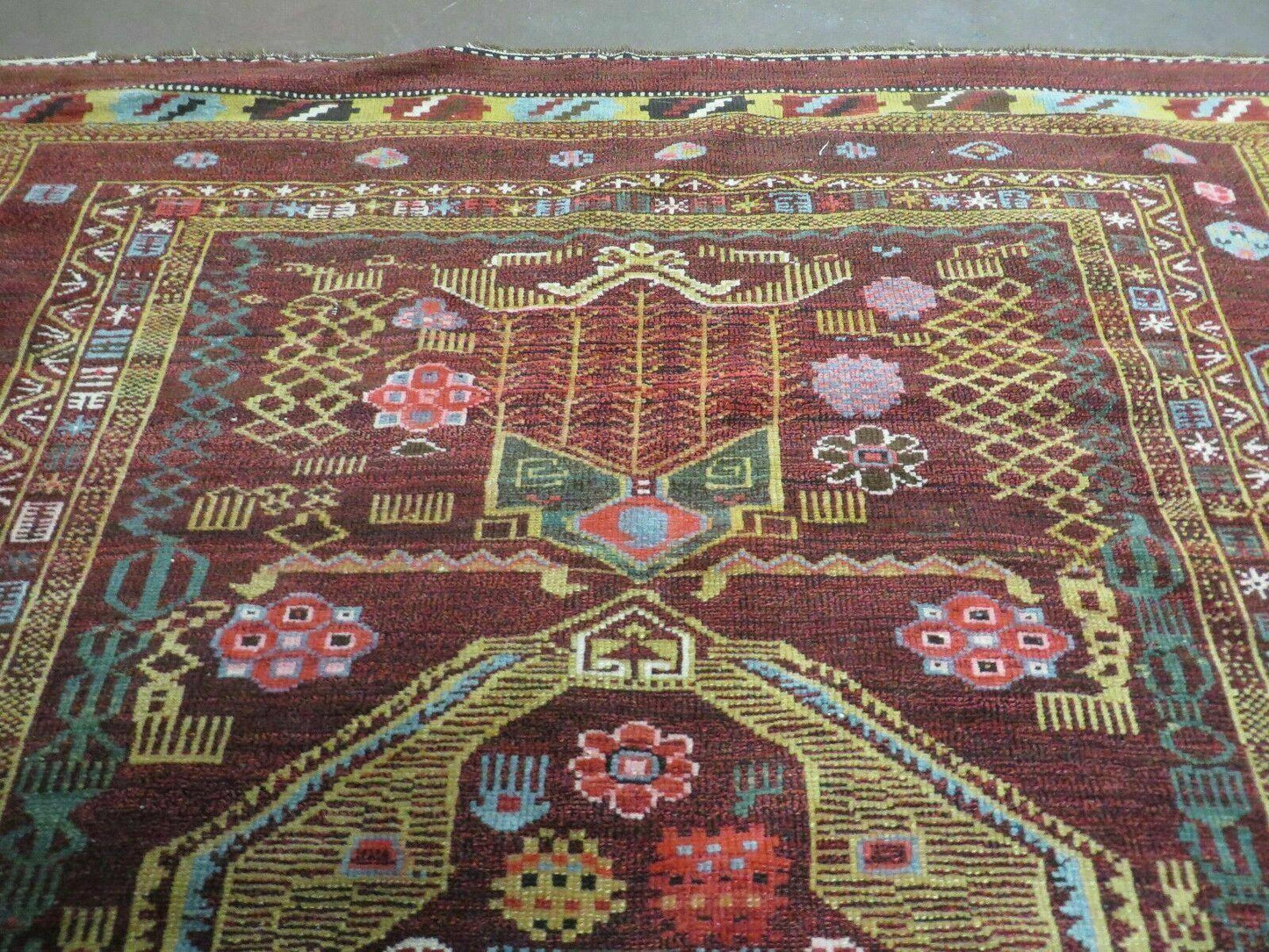Antique Caucasian Shirvan Wool Rug 52x68 Handmade Colorful Armenian Rug
