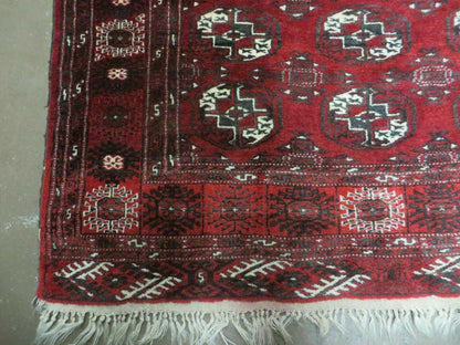 Handmade Afghan Turkoman Bokhara Wool Rug 4 Ft 5 In By 5 Ft 7 In Vintage Estate Find