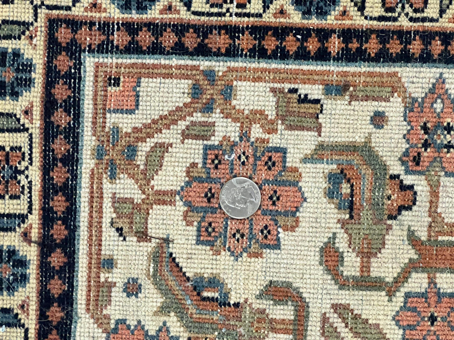 Indo Persian Bidjar Rug 6x10 Vintage Handmade Wool Carpet Allover Pattern