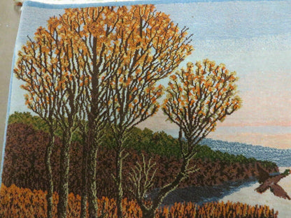 Vintage Handmade Pakistan Pictorial Rug With Birds And Trees 2x3 Feet