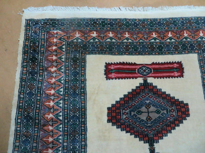 Bokhara Turkoman Rug Vintage Handmade 4x6 Pakistani Wool Carpet