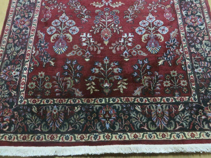 Jaipur Floral Oriental Wool Rug Vintage Handmade Indian 4 By 6 Rug