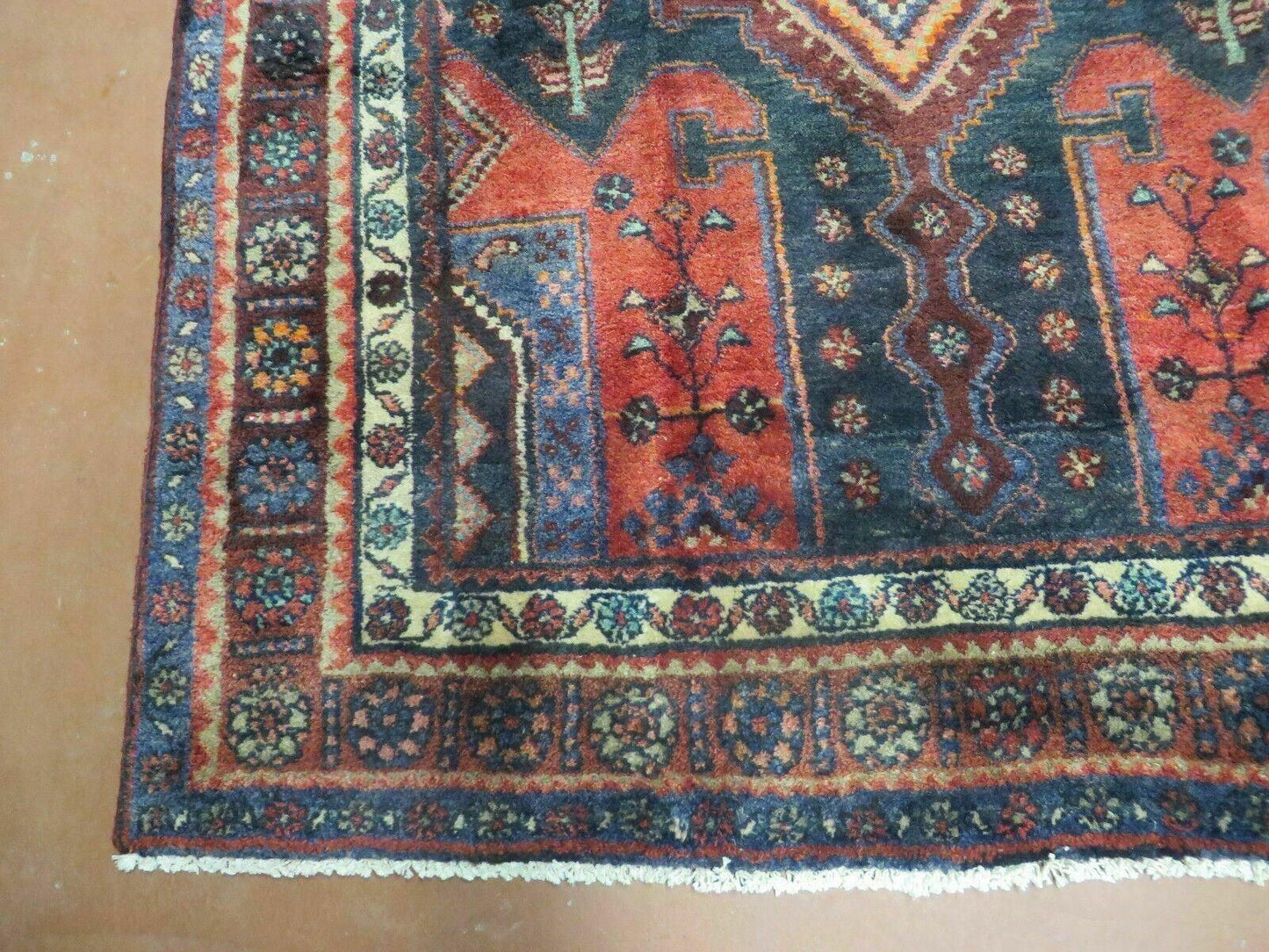 Antique Handmade Turkish Tribal Rug 4 by 9 Feet Wool Oriental Geometric Design