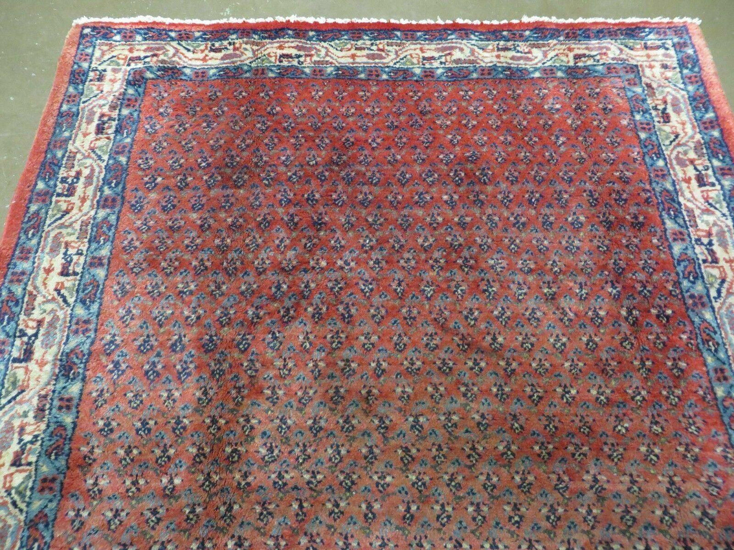 Antique Persian Seraband Runner Rug Three Foot Seven By Eleven Feet Red Wool Mir Pattern