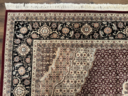 Sino Persian Rug 8x10 Herati Pattern Elegant Oriental Carpet Dark Maroon Handmade Wool