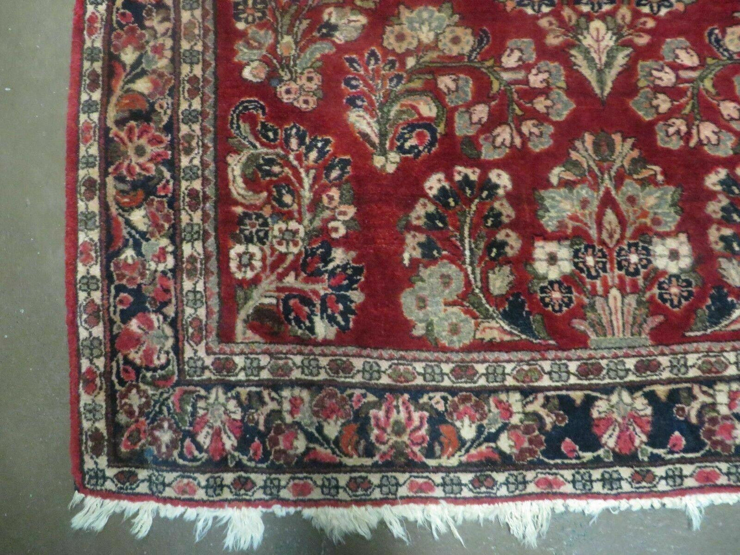 Red Persian Sarouk Rug 3x5, Antique Persian Carpet 1920s, Hand Knotted, Floral, Wool, Oriental Rug, Handmade Rug