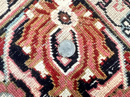 Indo Persian Sarouk Rug 8x10, Red, Floral Allover, Handmade Vintage Wool Carpet, Traditional Rug