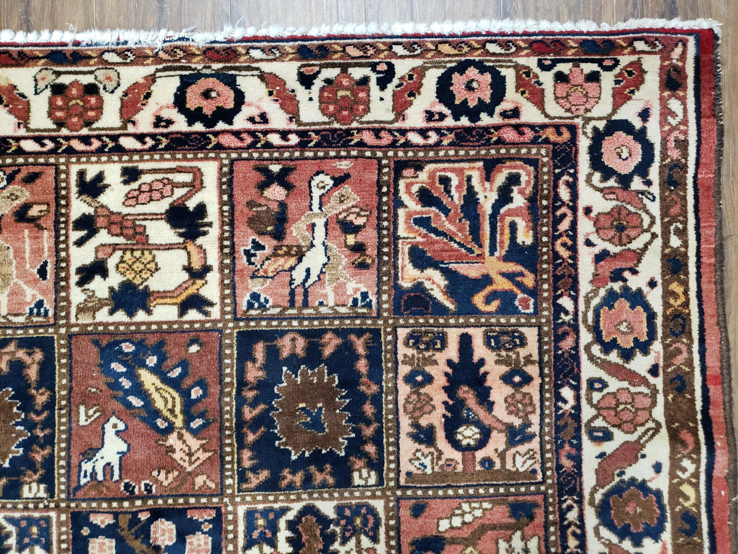 Persian Bakhtiari Rug Antique Hand Knotted Wool 5 Ft 3 In By 10 Ft Panel Design