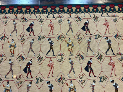 Vintage Wool Tapestry Wall Hanging 5x5 Square Court Jesters