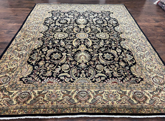 Indo Persian Rug 8 x 9.4, Allover Floral Design, Vintage Room Sized Rug, Traditional Oriental Carpet, Hand Knotted Rug for Living Room, Nice