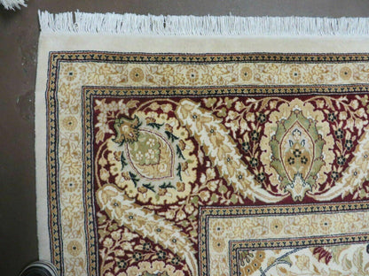 Vintage Handmade Wool Rug Pakistani Floral Design 9 By 12 Feet Vegetable Dye