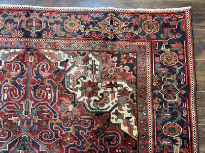 Heriz Rug 6 Foot 6 In By 9 Foot 3 In Wool Persian Carpet With Geometric Medallion