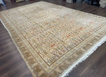 Large Spanish Portuguese Rug 9x15, Beige, Vintage, Allover Pattern, Wool