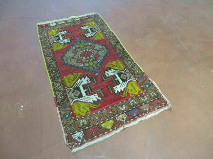 Antique Turkish Oushak Wool Rug Yastik 20 by 38 Inches Handmade