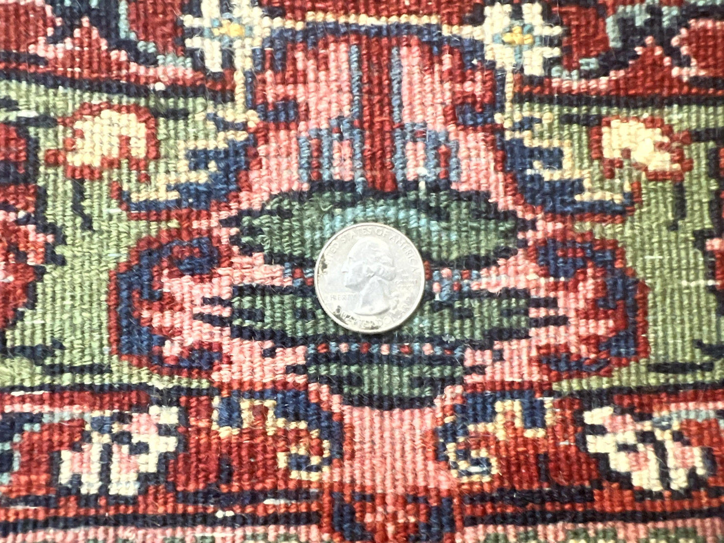 Persian Saoruk Rug 4x5 Navy Blue Red Floral Antique Wool Carpet Handmade
