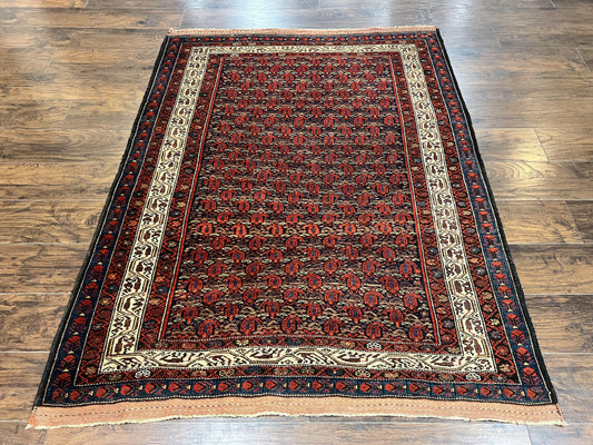 Persian Rug 5x6 Hand Knotted Wool Boteh Paisley Vintage Oriental Carpet