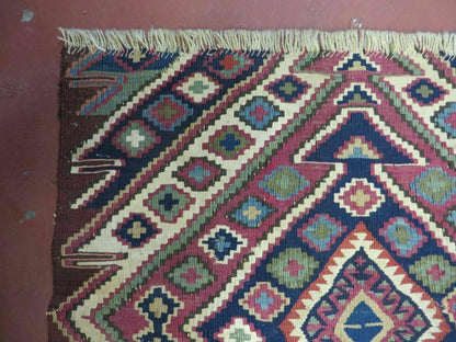 2' 1" X 4' 4" Antique Handmade Bagface Kilim Shirvan Caucasian Wool Rug Nice