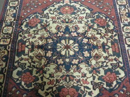 Antique Turkish Medallion Wool Rug Handmade 4x7 Vegetable Dye