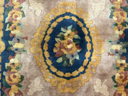 Chinese Wool Rug 3x5 Vintage 90 Line Carpet Small Art Deco Style