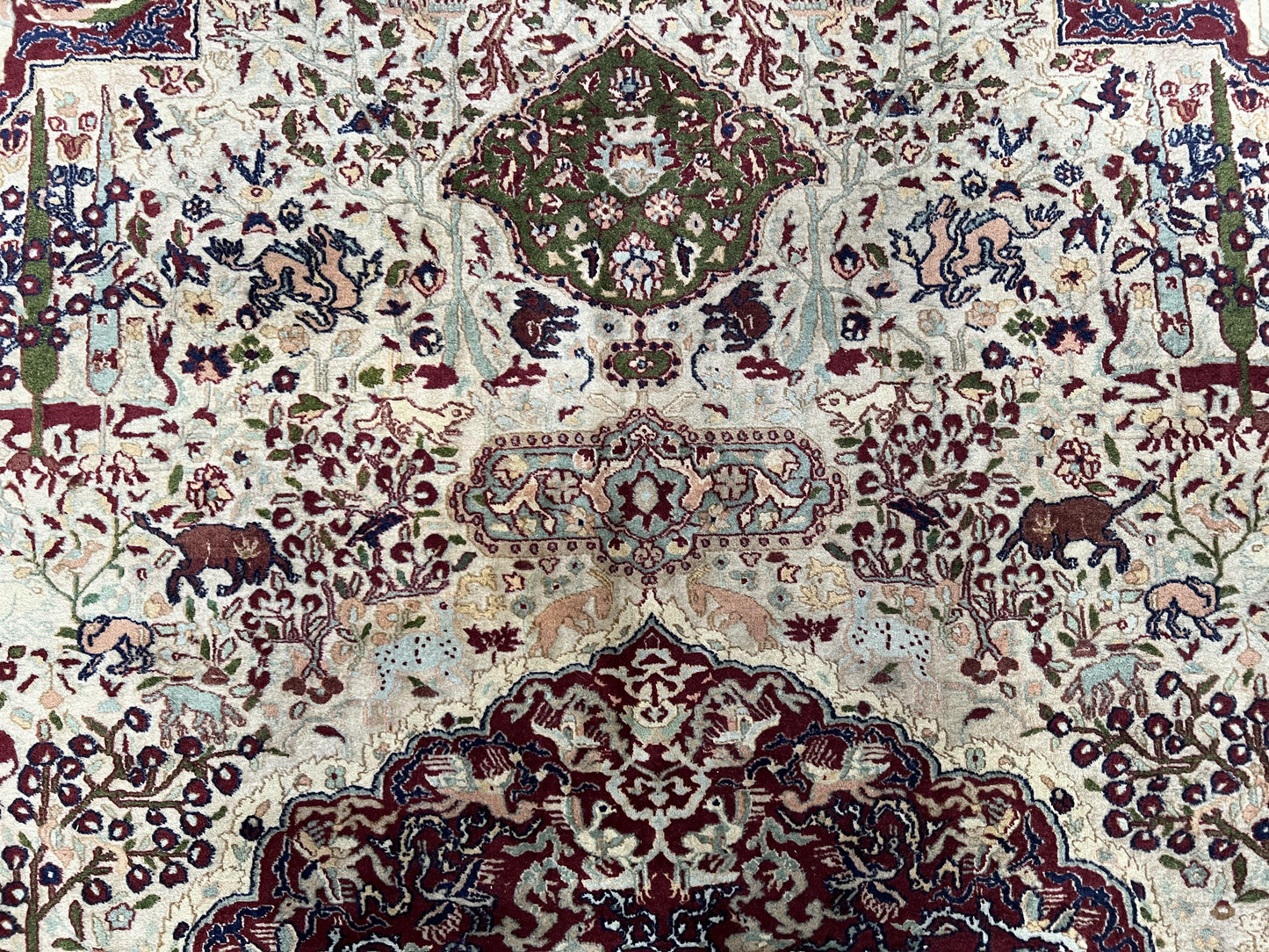 Antique Indian Agra Rug Rare Early 20th Century Hand Knotted Wool Collectible Oriental Carpet
